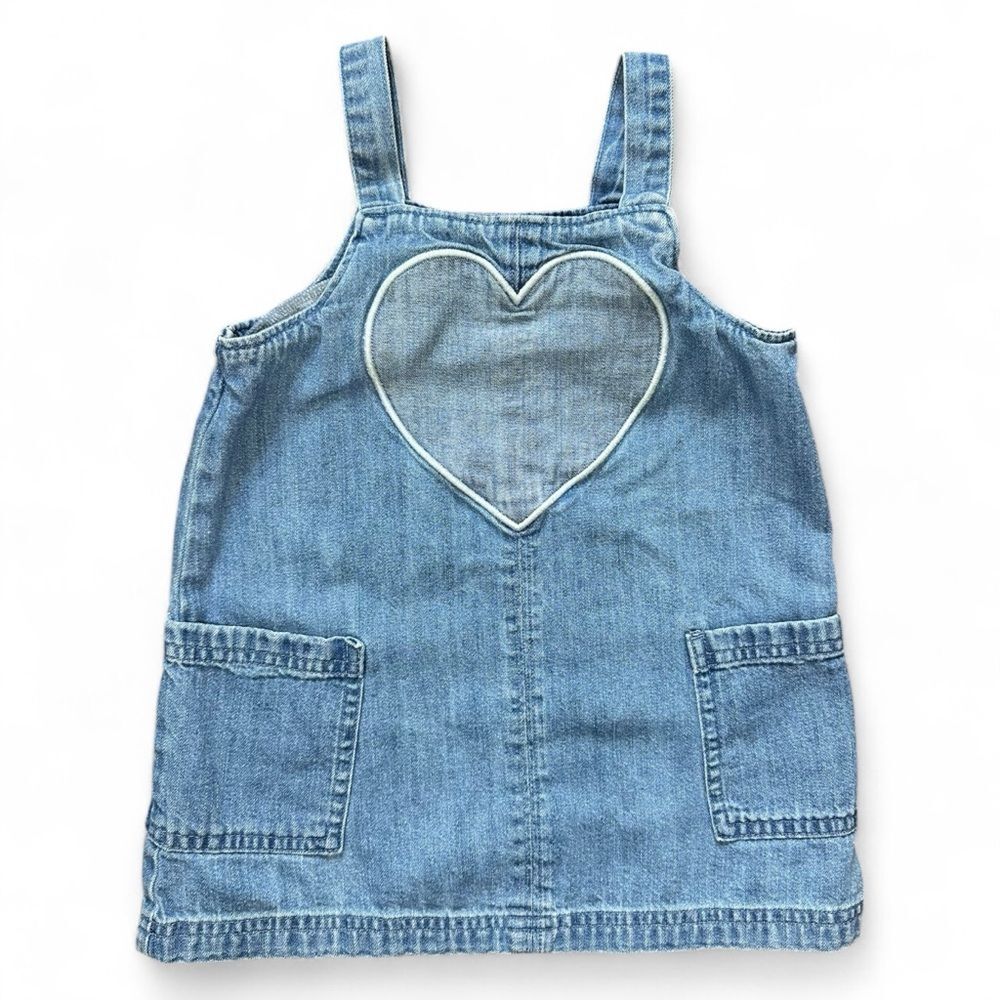 Old Navy Denim Heart Overall Dress 18–24M Y2K Style Valentine’s Day